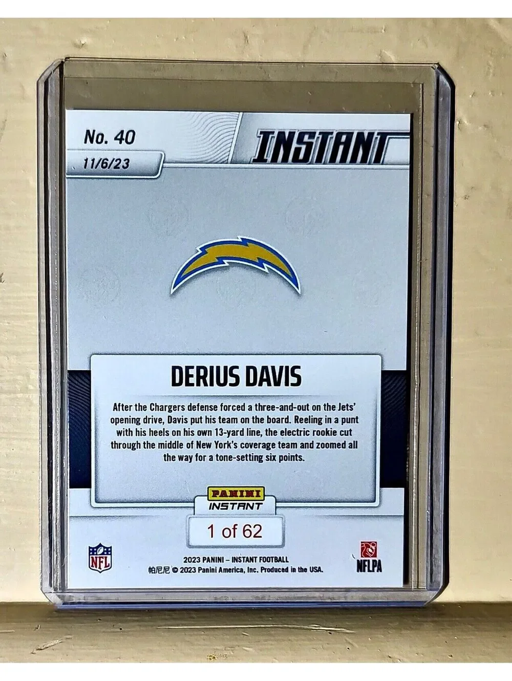 Derius Davis 2023 Panini NFL Rookie Football #40 Card 1 of 62 Chargers
